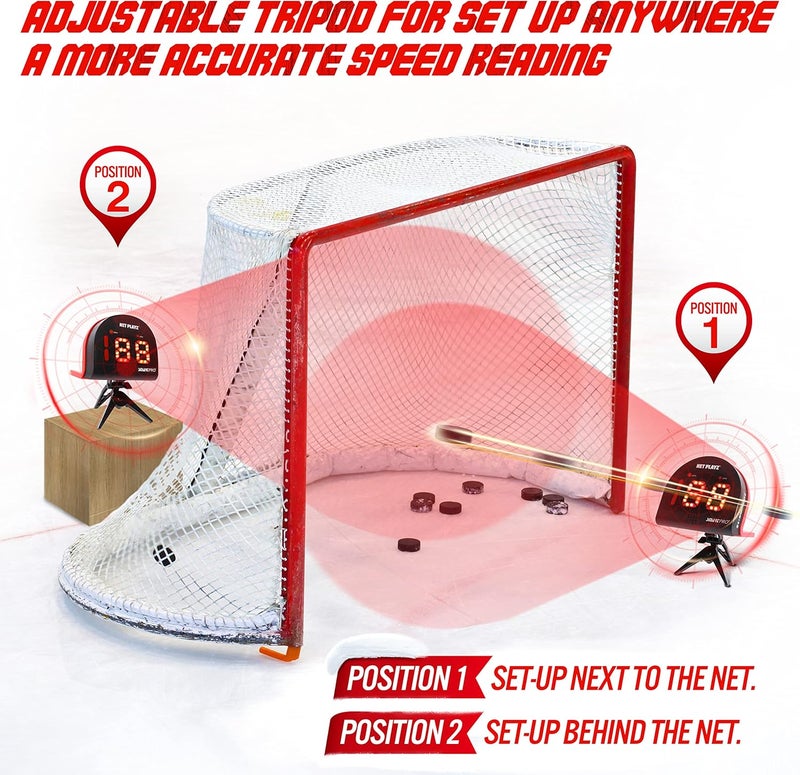 NET PLAYZ Hockey Gfits Training Equipment & Gear - Radar Speed Guns, Speed Sensor, Hands-Free | Ice Hockey Field Hockey Street Roller Hockey, Black - Image 4
